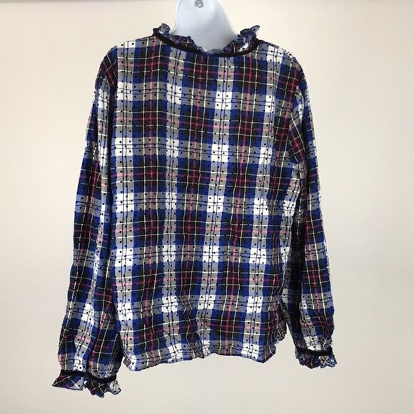 Charter Club Cotton Plaid Dot-Print Blouse size XL - Picture 3 of 4